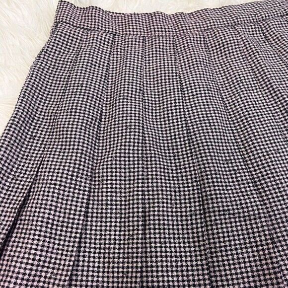 Vintage Kips Bay Pink & Black Womens Houndstooth Plaid Skirt Pleated Skater 9/10 - Picture 8 of 12